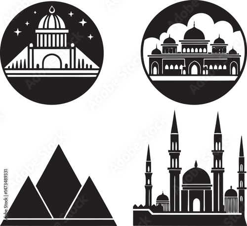 Silhouette illustration of a cityscape with skyscrapers and buildings. A simple yet stylish design for creative and professional use.