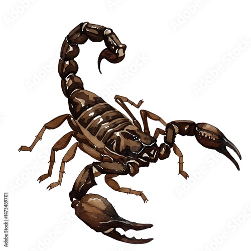 A watercolor Scorpion isolated in white background 