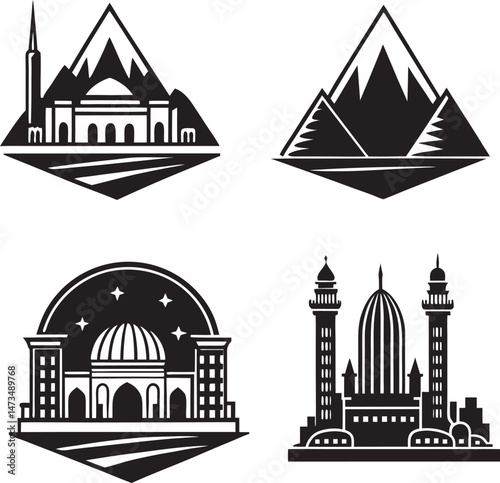 Silhouette illustration of a cityscape with skyscrapers and buildings. A simple yet stylish design for creative and professional use.