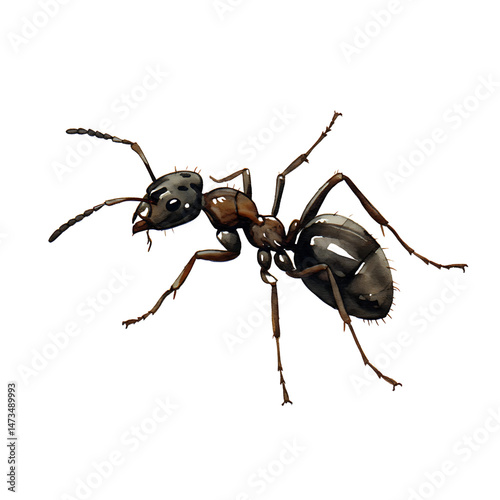 A watercolor Ant isolated in white background 