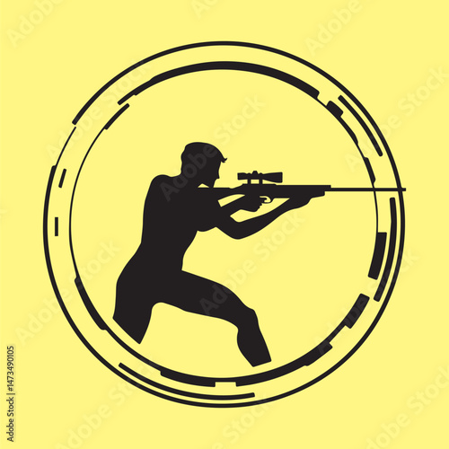 Air Rifle Shooting Silhouette Vector. Silhouette of shooter Position design illustration