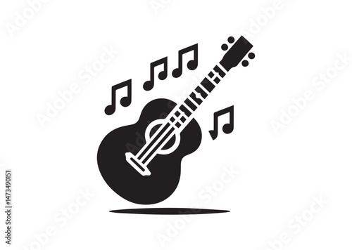 Guitar Icon, Guitar Silhouette Vector