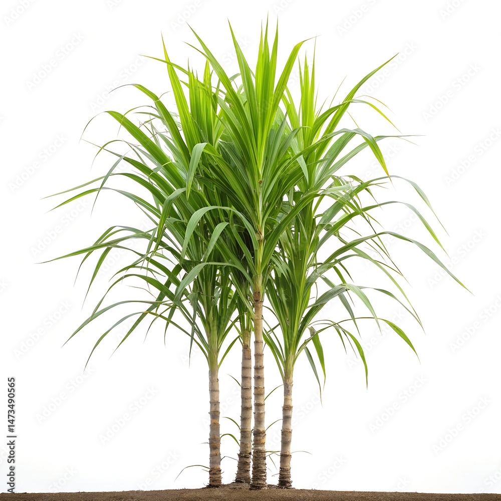 Fototapeta premium Single Stalk of Fresh Sugar Cane Isolated on White