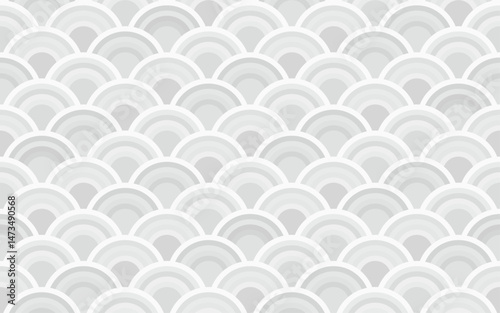 Pastel SEIGAIHA Seamless Pattern – Gray Tones (Vector),A seamless Japanese Seigaiha wave pattern in soft pastel colors. This vector file is fully editable and perfect for textile, packaging, prod.