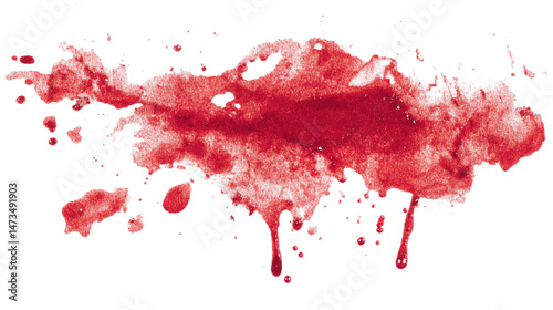 blood stains on a white clothes, cutout isolated white background