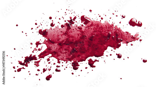 blood stains on a white clothes, cutout isolated white background