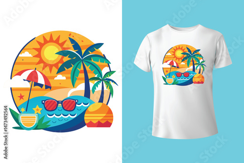 summer typography slogan text, Vector graphic for t-shirt prints, book cover ,posters and other uses