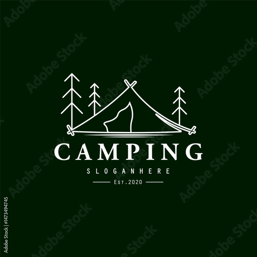 Camping Tent Illustration Design. summer camp logo vector Illustration