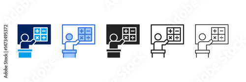 Math Teacher  Icon Set Different Style Collection