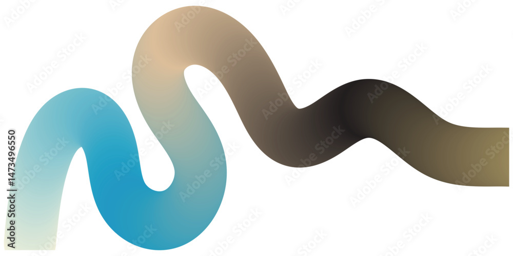 Fototapeta premium Abstract Color Gradient Wave Shape on a White Background. Vector Pattern with a Rainbow Ribbon. Abstract Background with Color Lines. Graphic Shapes with Gradient. Vector Pattern with Curve
