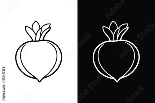 Editable Kohlrabi Icon. Flat Outline Design for Vegetable Graphics