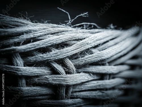 Close-up view of intricate woven basketry patterns.