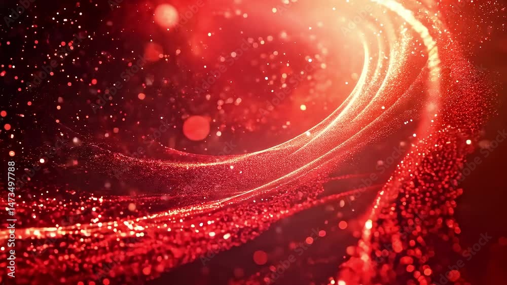 Red and gold particle light effect swirling background