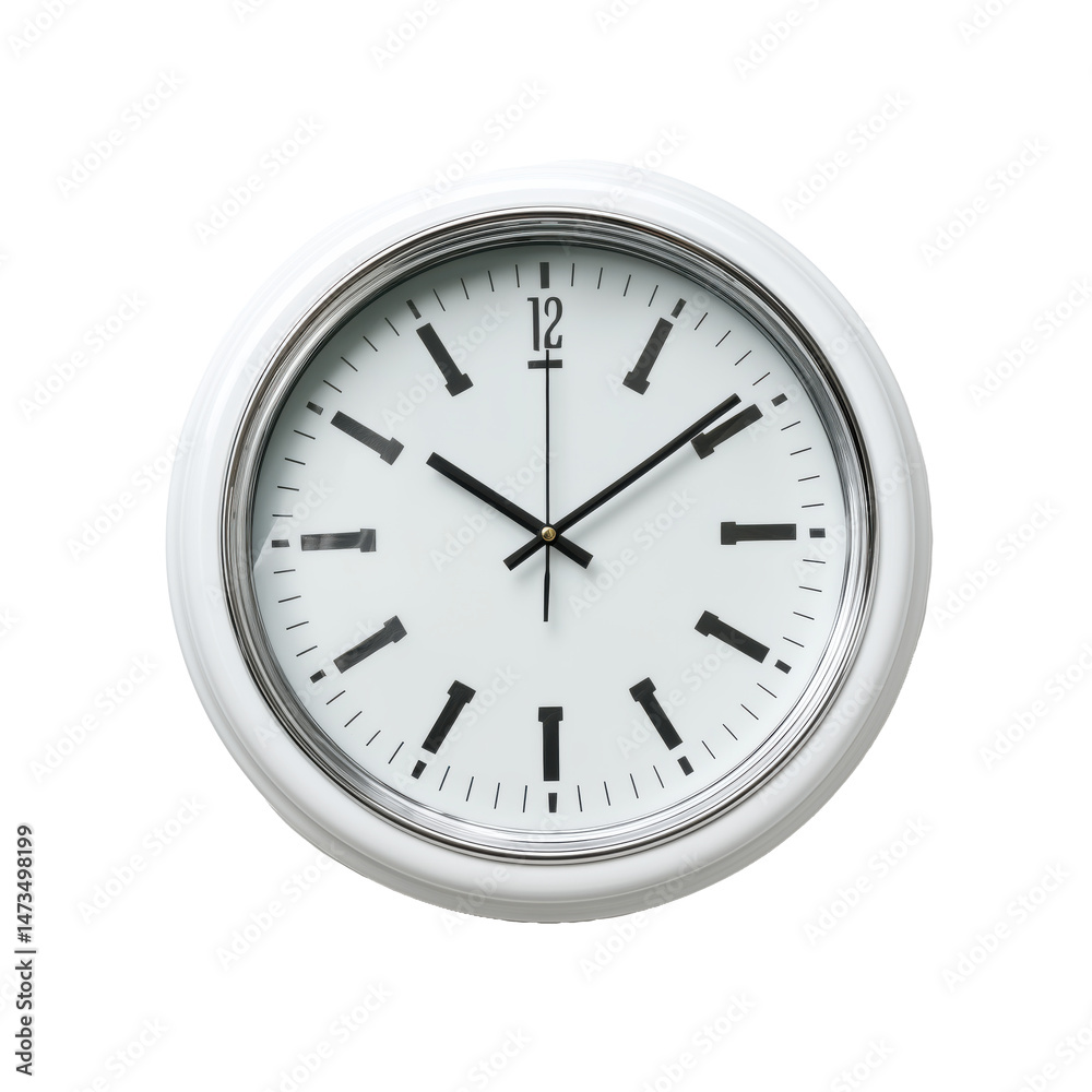 Sleek White Wall Clock: A Minimalist Timepiece for Modern Homes , isolated on white background png Sleek White Wall Clock: A Minimalist Timepiece for Modern Homes , isolated on white background png