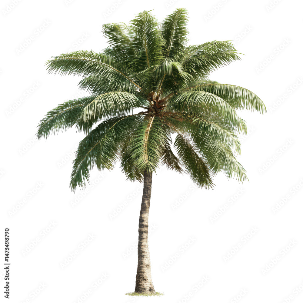 Obraz premium Majestic Palm Tree, Tropical Paradise, Lush Green Foliage, Island Beauty , isolated on white background png