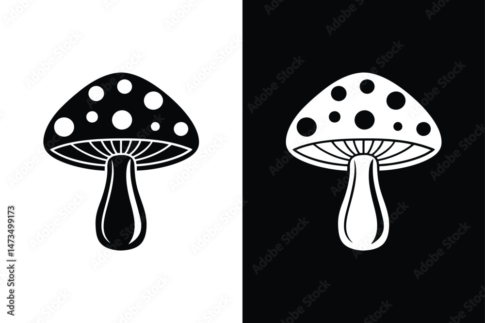 Black and White Mushroom Silhouette. Simple Vector Black and White Mushroom Silhouette. Simple Vector