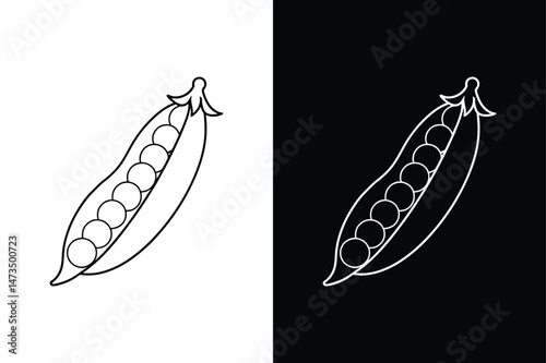 Green Pea Line Icon. Thin Line Vector Design for Spring Garden Theme