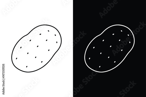 Flat Line Potato Icon. Fresh Vegetable Outline Vector Graphic