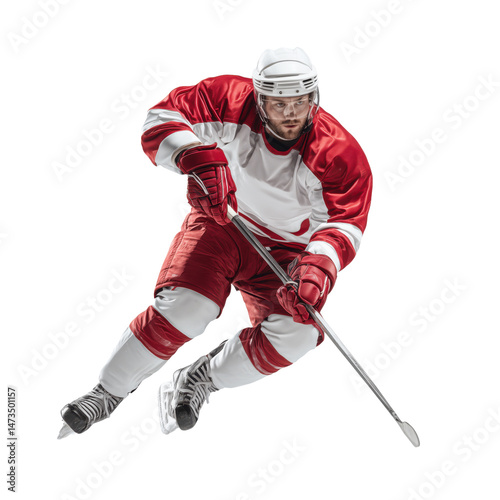 Dynamic Hockey Player in Action , isolated on white background png