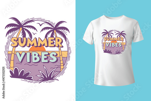 typography slogan with sunset summer photography vector illustration for fashion print