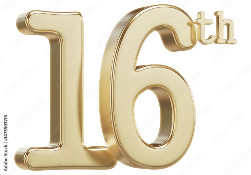 16th Anniversary Golden Number for Celebrations 16th Anniversary Golden Number for Celebrations