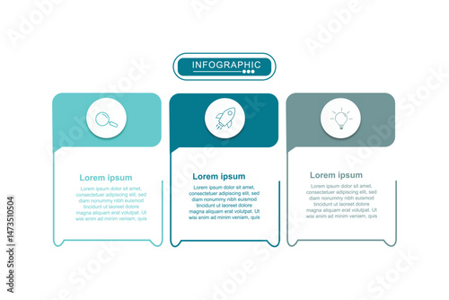 Vector infographic label design with circle infographic template design and 3 options or steps. Can be used for process.