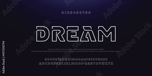 Creative Outline Double line monogram alphabet and tech fonts. Lines font regular uppercase and lowercase. Vector illustration.
