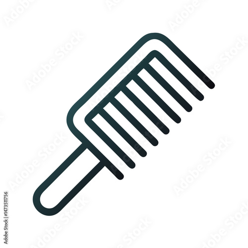 Wide Tooth Comb Hair Tool Icon Design