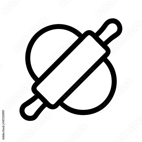Rolling Dough Pin Baking Tool Icon Design