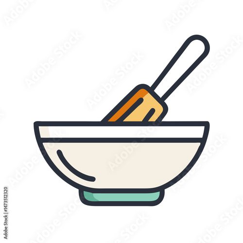 Mixing Bowl and Brush Tool Icon Design