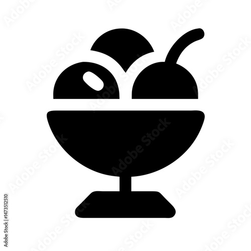 Ice Cream Sundae Dessert Bowl Icon Design
