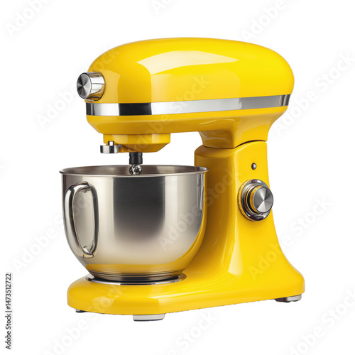 Vibrant Yellow Stand Mixer: Perfect Kitchen Appliance for Baking Enthusiasts , isolated on white background png