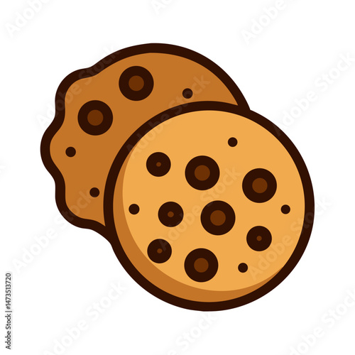 Chocolate Chip Cookie Snack Icon Design