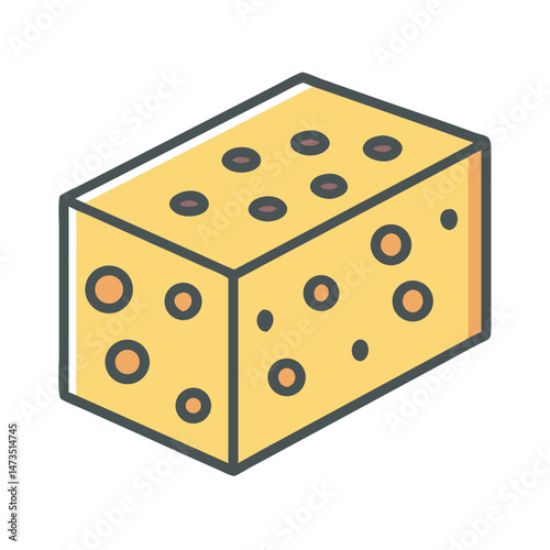 Parmesan Cheese Block Piece Icon Design