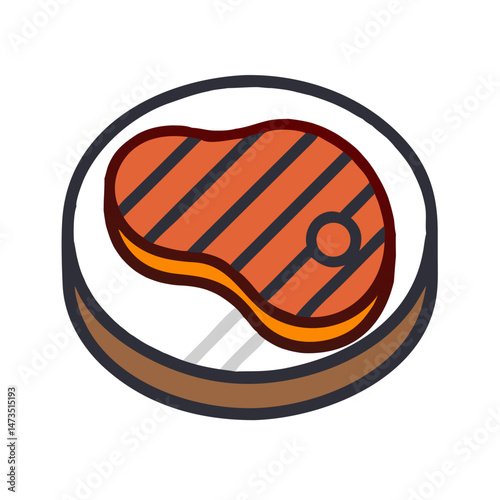 Grilled Steak on Plate Icon Design