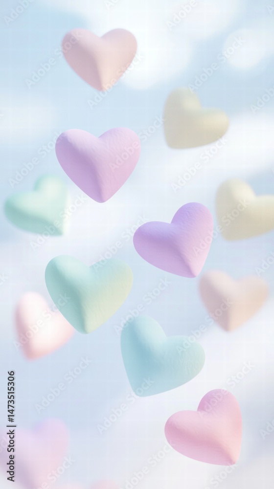 Obraz premium Colorful hearts flying in the air creating a joyful and playful atmosphere of celebration