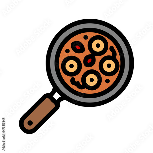 Frying Pan with Pizza Slice Icon Design