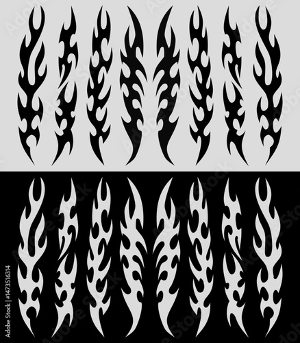 Set of neo tribal design for long sleeve tshirt, hoodie or hand tattoo