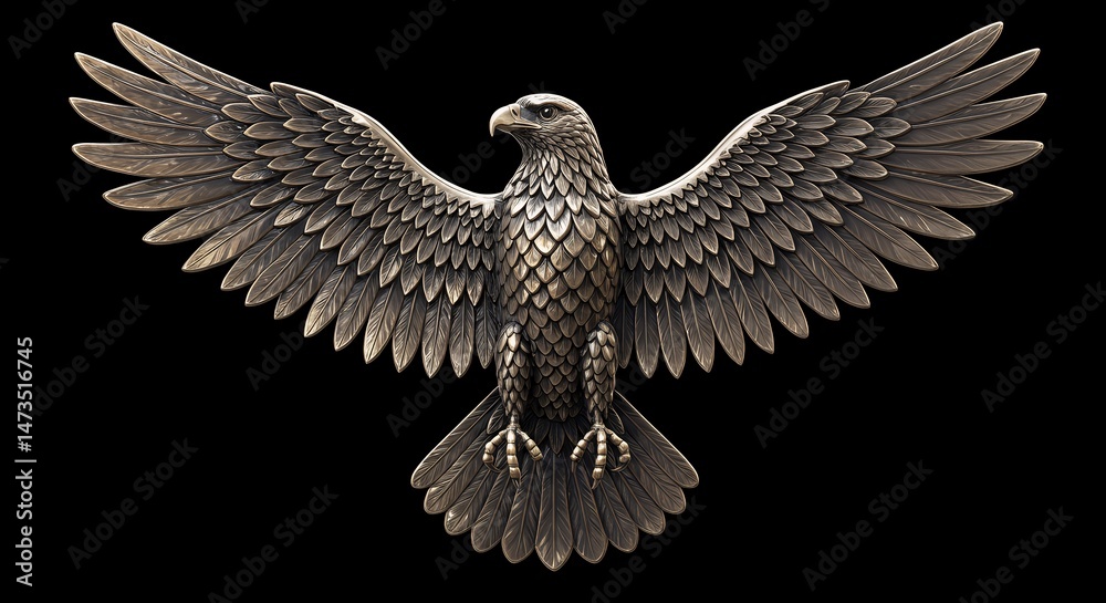 Obraz premium Bronze Eagle Statue with Wings Spread