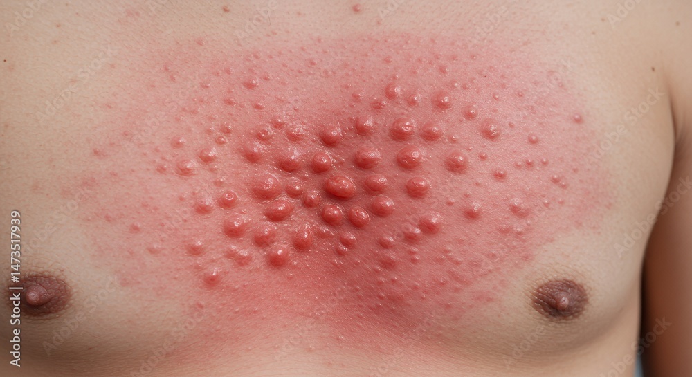 Fototapeta premium Skin rash on chest