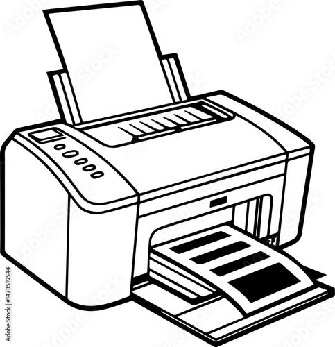 printer outline silhouette vector illustration line art