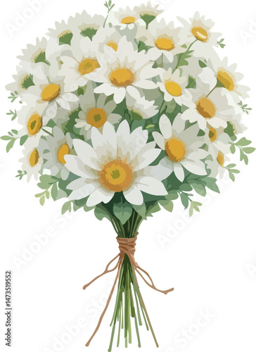Isolated on white, a spring bouquet features the beauty of white daisies and chamomile flowers, a floral celebration of nature
