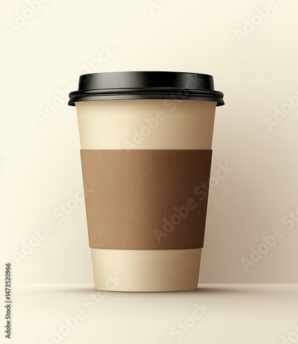 Disposable coffee cup with brown sleeve (1)