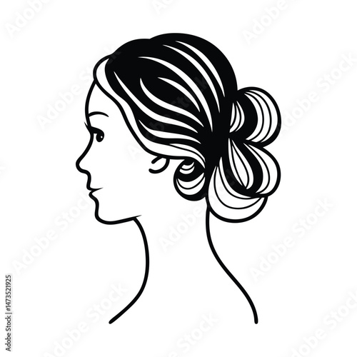 Line art Women Icon Vector logo design for beauty salon or hair salon.

