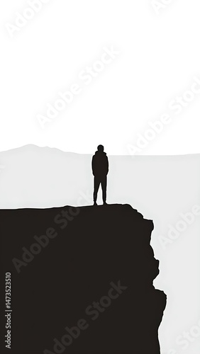 🔹 Monochrome Stillness 🔹
A striking black-and-white silhouette of a lone figure standing at the edge of a cliff, capturing the raw essence of solitude and minimalism. Perfect AI-generated image photo