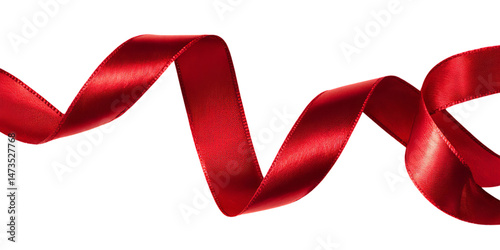 Elegant red satin ribbon in a flowing twist, perfect for festive decor, gift wrapping, and design accents. High-quality PNG with transparent background for easy customization.