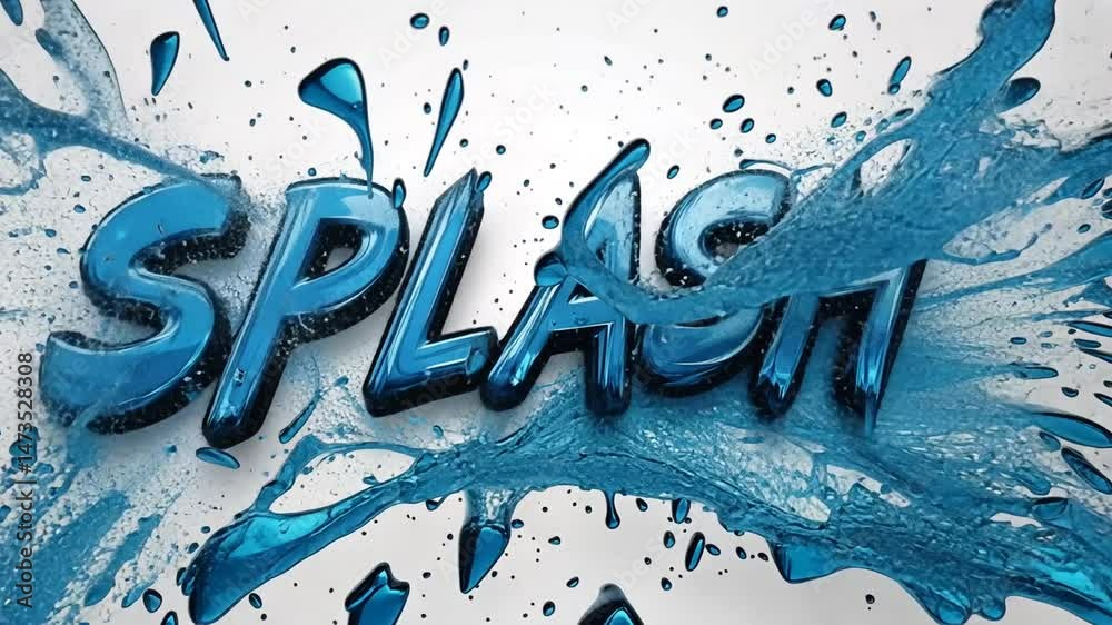 Vibrant blue splash effect with bold lettering