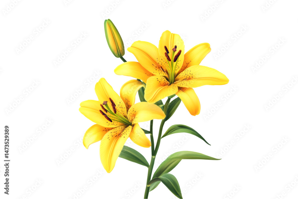 Obraz premium Two Yellow Lilies Blooming Beautifully Nature's Elegance