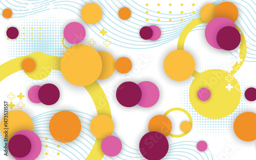 Decorative background with circle objects and fun colors