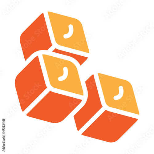 Caramel Square Vector Glyph Two Colors Icon Design